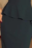 Elegantné midi šaty s asymetrickým volánom 192-1 - tmavozelené