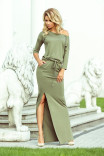 Dlhé šaty 220-1 - olivovo zelené