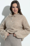 Elegantný sveter na zips z alpakovej vlny F1393