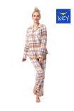 Dámske flanelové pyžamo Key LNS 448 2XL-4XL