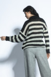Pruhovaný sveter s gombíkmi z alpakovej vlny F1763