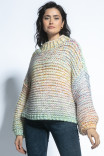 Viacfarebný hrubý pletený sveter Chunky Knit F1765