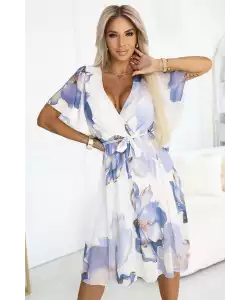 Smotanové kvetinové midi šaty